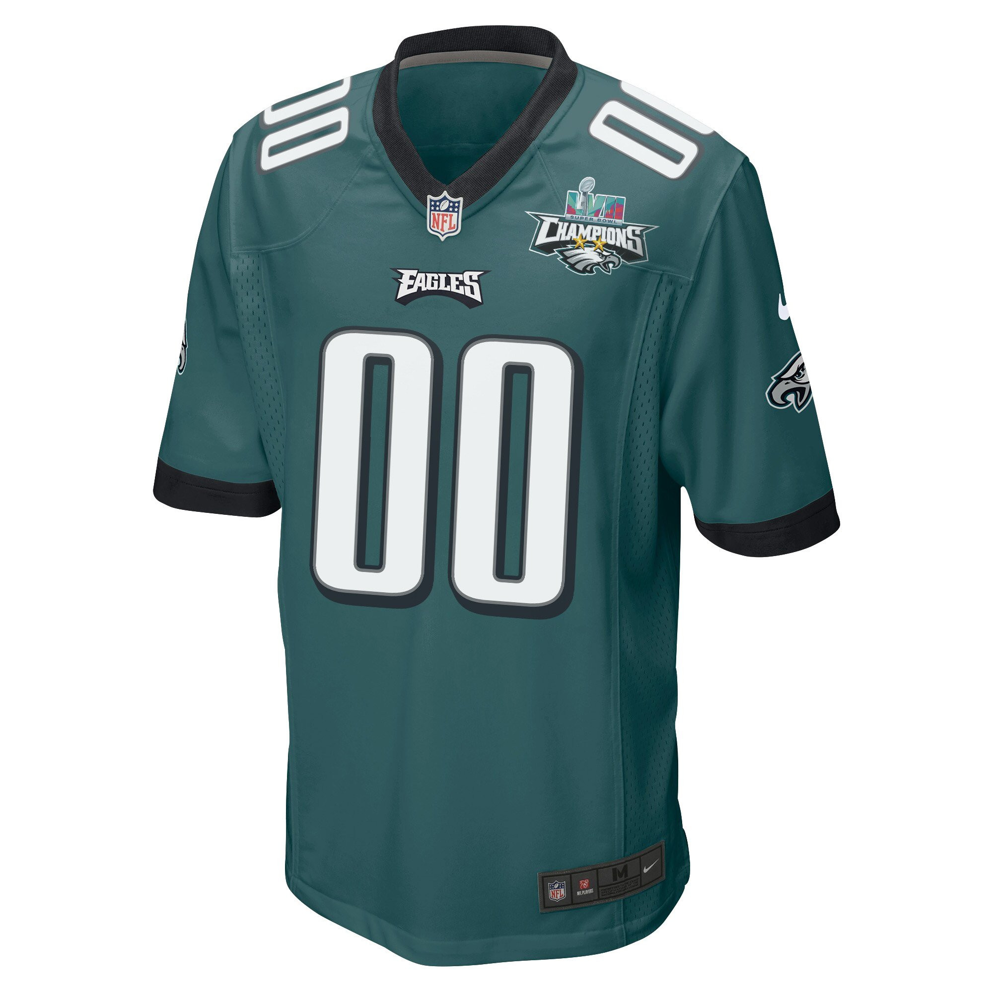 Custom Philadelphia Eagles Super Bowl LVII Champions 2 Stars Men Game Jersey - Midnight Green