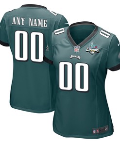 Custom Philadelphia Eagles Super Bowl LVII Champions 2 Stars Women Game Jersey - Midnight Green