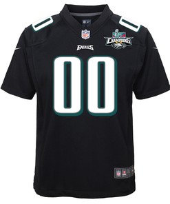 Custom Philadelphia Eagles Super Bowl LVII Champions 2 Stars Youth Game Jersey - Black