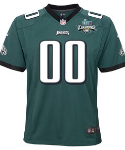 Custom Philadelphia Eagles Super Bowl LVII Champions 2 Stars Youth Game Jersey - Midnight Green
