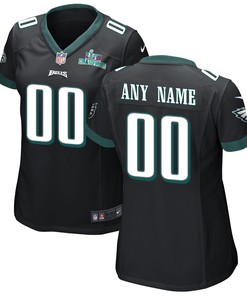 Custom Philadelphia Eagles Super Bowl LVII Champions Women Game Jersey - Black