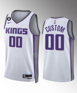 Custom Sacramento Kings 00 White Men Jersey 2022-23 Association Edition Swingman