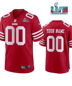 Custom San Francisco 49Ers Super Bowl LVII Men Game Jersey- Scarlet