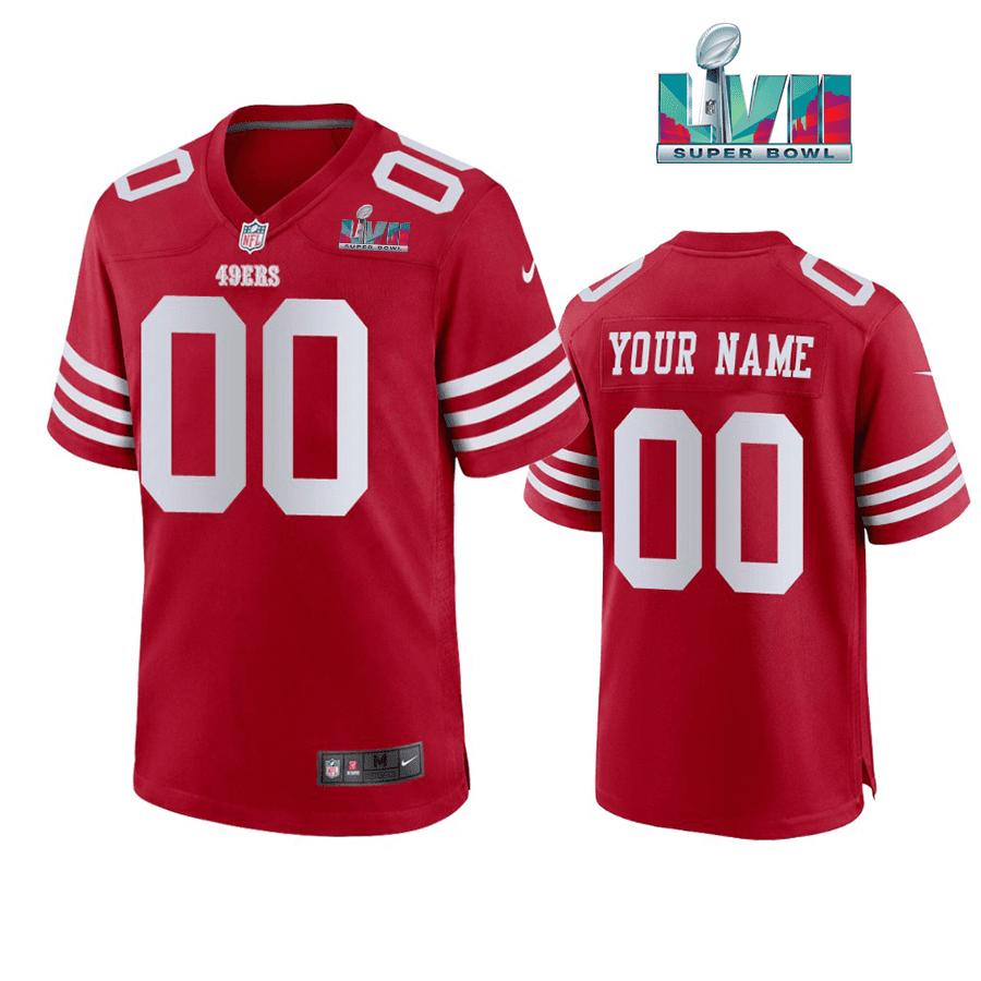 Custom San Francisco 49Ers Super Bowl LVII Men Game Jersey- Scarlet
