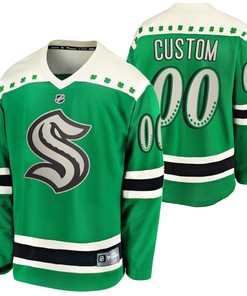 Custom Seattle Kraken 2022 St. Patrick Green 00 Jersey Jersey