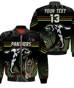 Custom Text and Number Panthers Rugby Bomber Jacket Premiers 2022 Back to Back Champions LT13