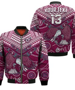 Custom Text and Number Sea Eagles Rugby Bomber Jacket Aboriginal and Polynesia Manly Warringah LT13