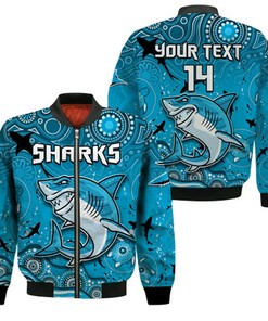 Custom Text and Number Sharks Rugby Bomber Jacket Go Sharkies Aboriginal Special Version Ver.04 LT14