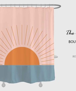 Customized Blue Sea and Sunrise Shower Curtain - Unique Abstract Bathroom Decor