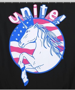 Cute American Flag Unicorn Shower Curtain Perfect for Kids Bathroom Decor