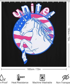 Cute American Flag Unicorn Shower Curtain Perfect for Kids Bathroom Decor