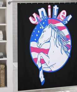 Cute American Flag Unicorn Shower Curtain Perfect for Kids Bathroom Decor