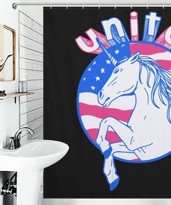 Cute American Flag Unicorn Shower Curtain Perfect for Kids Bathroom Decor