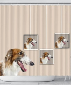 Cute Borzoi Dog Printed Shower Curtain for Dog Lovers