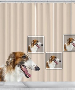 Cute Borzoi Dog Printed Shower Curtain for Dog Lovers