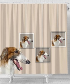 Cute Borzoi Dog Printed Shower Curtain for Dog Lovers