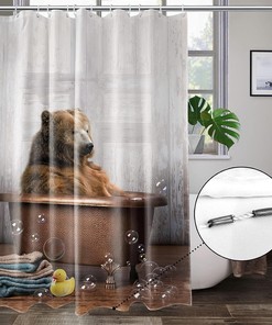 Cute Brown Bear Shower Curtain - Animal Bathroom Decor