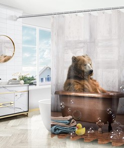Cute Brown Bear Shower Curtain - Animal Bathroom Decor