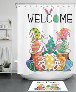 Cute Bunny Gnome Eggs Easter Shower Curtain for a Fun and Festive Bathroom Decor