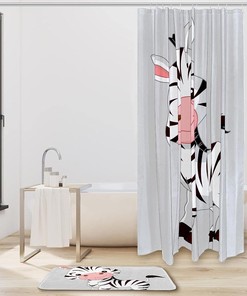 Cute Cartoon Zebra Bathroom Shower Curtain - Waterproof Fabric