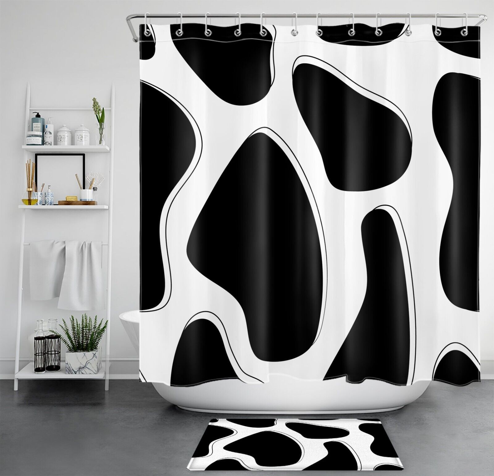Cute Cow Print Shower Curtain Abstract Art Bathroom Accessory Bluefink