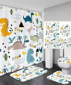 Cute Dinosaur Shower Curtain for Children's Bathroom - Perfect for Kid's Cute Bathroom Decoration