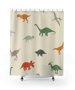 Cute Dinosaur Shower Curtain for Kids Bathroom Decor