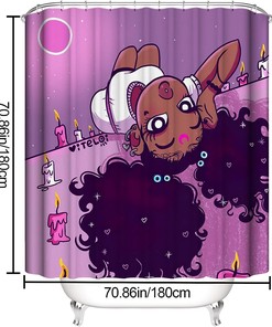 Cute Hair Black Girl Shower Curtain Set for Cool Bathroom Decor