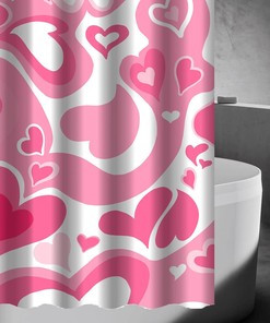 Cute Kawaii Vintage Shower Curtain for the Pink Aesthetic Lover - Abstract Love Design