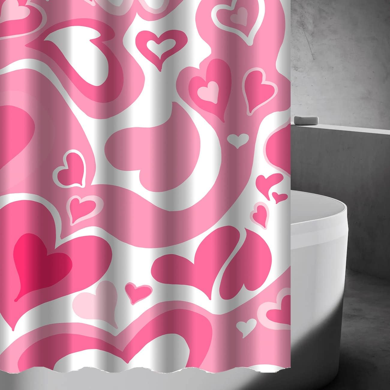 Cute Kawaii Vintage Shower Curtain for the Pink Aesthetic Lover - Abstract Love Design