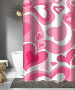 Cute Kawaii Vintage Shower Curtain for the Pink Aesthetic Lover - Abstract Love Design