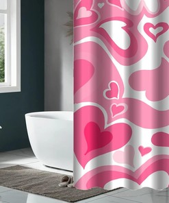 Cute Kawaii Vintage Shower Curtain for the Pink Aesthetic Lover - Abstract Love Design