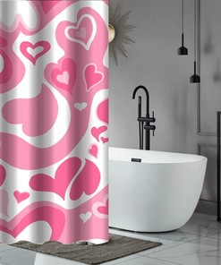 Cute Kawaii Vintage Shower Curtain for the Pink Aesthetic Lover - Abstract Love Design