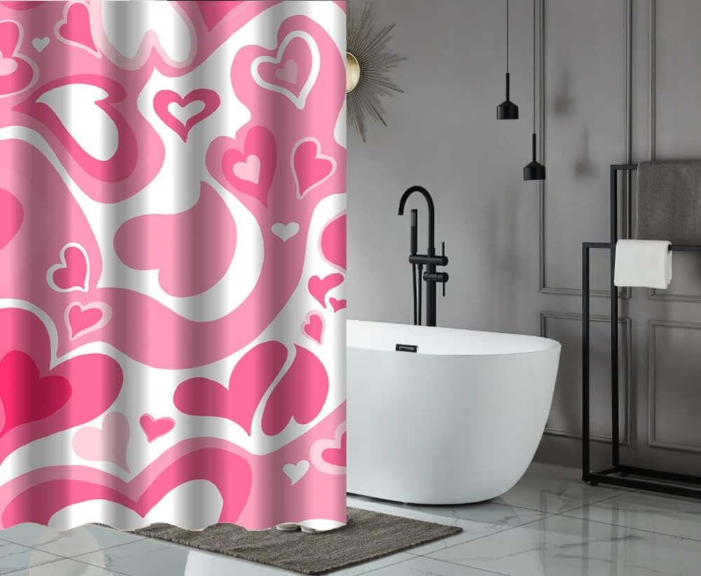 Cute Kawaii Vintage Shower Curtain for the Pink Aesthetic Lover - Abstract Love Design