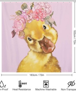 Cute Little Yellow Duck Shower Curtain for Apartment Bathroom