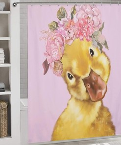Cute Little Yellow Duck Shower Curtain for Apartment Bathroom