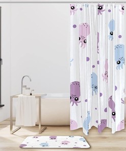 Cute Octopus Waterproof Shower Curtain for Kids Bathroom Decor
