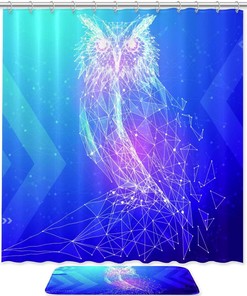 Cute Owl Abstract Image Shower Curtain for Quirky Bathroom Decor