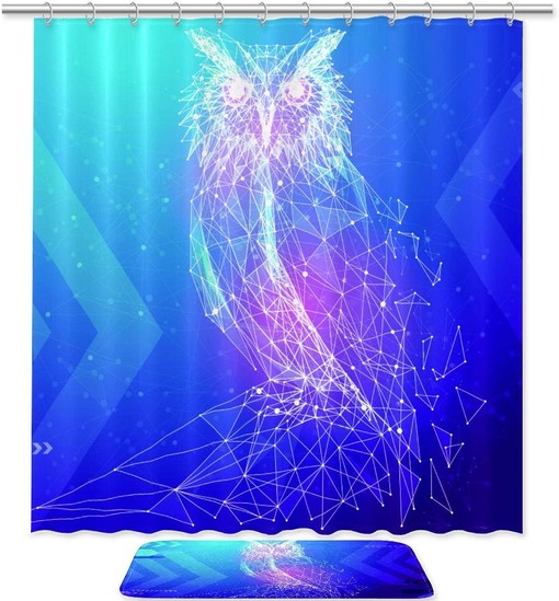 Cute Owl Abstract Image Shower Curtain for Quirky Bathroom Decor