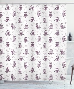 Cute Owls on the Branch Animal Print Shower Curtain for Bathroom