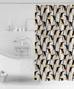 Cute Penguins Cartoon Fun Art Bathroom Shower Curtain - Waterproof Fabric