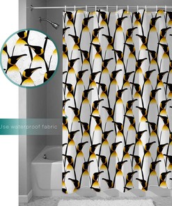 Cute Penguins Cartoon Fun Art Bathroom Shower Curtain - Waterproof Fabric