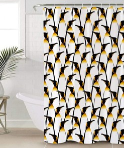 Cute Penguins Cartoon Fun Art Bathroom Shower Curtain - Waterproof Fabric