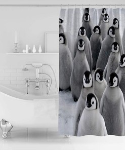 Cute Penguins Fun Art Bathroom Shower Curtain - Waterproof Fabric