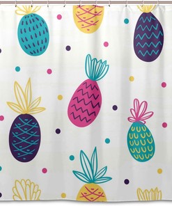 Cute Pineapple and Polka Dot Shower Curtain for Fun Bathroom Decor