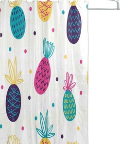 Cute Pineapple and Polka Dot Shower Curtain for Fun Bathroom Decor
