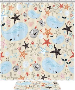 Cute Whale Fish Shower Curtain for Animal-Loving Bathroom Decor
