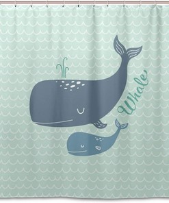 Cute Whales Shower Curtain for Nautical Bathroom Decor