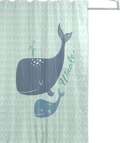 Cute Whales Shower Curtain for Nautical Bathroom Decor
