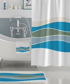 Cyan Teal Tropical Ocean House Sea Summer Gift Shower Curtain